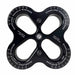 Image of OVS 4-Way R.D.L. 8-inch recovery distribution link in black aluminum finish, four symmetrical load points with engraved markings, top-down view on white background.