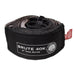 Image of OVS Brute 40K tree saver strap rolled and secured, black padded protective sleeve with gray synthetic webbing and branded label, angled front view on white background.