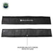 Image of adjustable ballistic Cordura protective sleeve for winch lines laid flat, black fabric with Overland Vehicle Systems logo, top and underside views on white background.