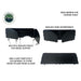 Image highlighting the collapsible wind barrier for the camp kitchen's cooking shelf. The barrier has multiple anchor points for added support and is shown in both its folded and open configurations
