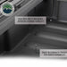 Image of large hard-shell storage dry box interior highlighting 169-quart capacity and built-in strength ridges, dark gray molded plastic shown in close-up interior view on white background.