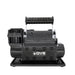 Image of OVS portable digital air compressor with integrated carry handle and mounting base, black housing with ventilation slots, front-facing view on white background.
