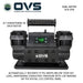 Image of OVS dual motor portable digital air compressor with illuminated LCD display, perforated carry handle, and mounting base, front-facing view on white background.