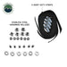 Image of the OVS refrigerator slide accessories, including four heavy-duty straps and assorted stainless steel hardware, all on a white background. This image clearly shows all the essential components included to secure a portable fridge to the slide