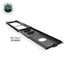Image of an OVS black steel refrigerator slide from a front-facing, slightly elevated view, with a line and text showing the 102" fully extended length. This highlights the extensive reach of the slide, demonstrating its full functionality and ease of access
