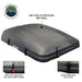 Image of Bundu HD Series roof top tent with UV-resistant ABS shell, top-down view showing heavy-duty ballistic pull tab and keyed alike lock pull latch, black finish with textured surface and secure closure mechanism.