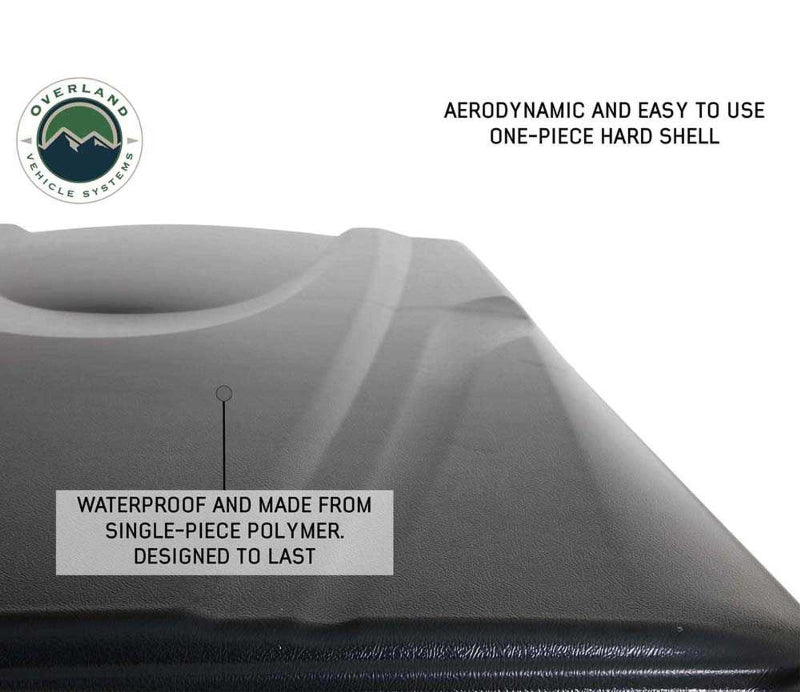 Image of OVS HD Bushveld II Hard Shell Roof Top Tent, showing the aerodynamic and waterproof one-piece polymer hard shell with smooth, durable finish designed to last