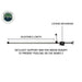 Image of adjustable Skylight Support Bar with locking mechanism, designed to prevent pooling on the rainfly by supporting water runoff, shown with detailed measurements on a white background