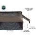 Image of OVS HD Bushveld II Hard Shell Roof Top Tent with tan rainfly and grey body, showing the tent entrance, six rods to prop open the rainfly, two window rods per side, and one entrance rod per side