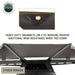 Image of OVS HD Nomadic 180 awning connector kit 2-piece version showing heavy-duty grommets for added wind resistance, light gray fabric panels installed over a vehicle, rear angled view on a white background.