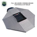 Image of OVS HD Nomadic 180 awning connector kit forming full 360-degree coverage around a vehicle, light gray fabric panels shown from an angled top-down view on a white background.