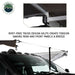 Image of OVS HD Nomadic 180 awning connector kit detail showing rivet-free truss support and tensioned front panel over a vehicle roof, light gray fabric in an angled side view on a white background.