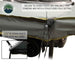 Image of a close-up of a secure tie-down point on a grey Overland Vehicle Systems 270-degree awning, showing how it's used with a structured pole and a cord. An inset highlights a separate side tie-down point