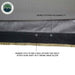 Image of a roof-mounted awning fabric edge detail showing gray and black material with double-stitched seams and marine-grade Velcro for optional wall attachments, close-up view on white background.