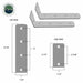 Image of a technical dimension diagram showing top and side views of a metal awning mounting bracket with labeled measurements and hole spacing, schematic illustration on white background.