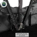 Image close-up showing the marine-grade 304 stainless steel construction and hardware of a rooftop tent's frame and connecting components, with the "Overland Vehicle Systems" logo in the top left
