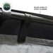 Image of a close-up of a vehicle awning room enclosure showing black Velcro straps wrapped around an awning support bar to attach the fabric panel, displayed in detail on a white background.