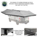 Image of the OVS Nomadic 270 Awning fully deployed on the rear and side of a vehicle, highlighting its poleless design. The awning is grey on top with a black underside