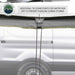 Image of the OVS Nomadic Awning showing an additional tie-down point used for water runoff to prevent puddling during storms