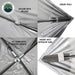 Image of OVS hub-style camping tent rainfly assembly steps showing pole insertion, Velcro fastening, and center strap tie-downs, close-up detail views on a white background.