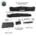 Image of OVS hub-style camping tent complete kit showing collapsed tent, rainfly, PVC floor, poles, stakes, guide lines, and ballistic nylon storage bag, laid out neatly on a white background.