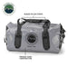 Image of a gray 69-quart Overland Vehicle Systems IPX6 waterproof duffel bag, highlighting its rugged nylon straps and premium 1000D construction.