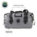 Image of a gray 42-quart Overland Vehicle Systems IPX6 waterproof duffel bag, highlighting its rugged nylon straps and premium 1000D construction.