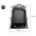 Image of a portable privacy shower tent interior showing dark gray fabric with open front, approximately 7 ft tall and 5 ft wide, straight front interior view on white background.