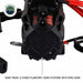 Image of the OVS SCAR 12 Steel Cable Winch motor housing, with a close-up, bottom-up view on a white background. The text "GEAR TRAIN: 3-STAGE PLANETARY GEAR SYSTEMS WITH RING GEAR" is visible below the image