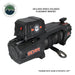 Image of the black Overland Vehicle Systems (OVS) SCAR winch, angled to show the solenoid placement bracket with a red power switch on top. The winch features a red '12p' and 'SCAR' text, on a white background