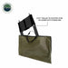 Image of an 8.5ft tubular telescoping hook-on ladder, partially extended above its olive green storage bag, set against a white background. The "Overland Vehicle Systems" logo is visible in the top left corner