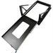 Image of heavy-duty sliding refrigerator tray mount with gas strut assist, black powder-coated steel frame with pull-out platform and side rails, angled top and side view on white background.