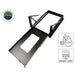 Image of heavy-duty sliding refrigerator tray with gas strut assist, black powder-coated steel frame rated for up to 65L fridges and 225 lb capacity, angled top and side view on white background.
