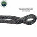 Image of Overland Vehicle Systems soft shackle rope close-up showing 5/8-inch gray braided UV-stable synthetic rope construction, detailed side view on white background.
