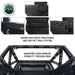Image of mid-height pickup truck rack with clear mounting points designed for both traditional bed cap and T-rail system, showing the sleek structure that ensures good visibility through the rack, with detailed views of its installation areas