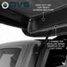 Image of an OVS awning's heavy-duty and lightweight aluminum base plate, highlighting the C-channel for installing an awning organizer or LED light strips, mounted on a vehicle.