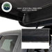 Image of OVS XD Nomadic 180 LTE awning wall attachment detail showing heavy-duty Velcro securing black fabric panel to awning frame, close-up angled view on a white background.