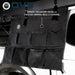 Image of an OVS XD Nomadic 270 LTE awning organizer mounted beneath the awning using the integrated C-channel, featuring multiple black storage pockets, shown on a vehicle in side view against a white background.