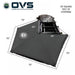 Image of an OVS XD Nomadic 270 LTE awning deployed from a vehicle roof rack, black fabric showing 65 square feet of coverage with labeled dimensions, displayed in top-down angled view on a white background.