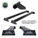 Image showing a set of two black Sherpa T-slot aluminum crossbars, each with a 100 lb. weight capacity, and close-up views of their mounting hardware and "SHERPA" branding. The "Overland Vehicle Systems" logo is in the top left corner, all on a white background