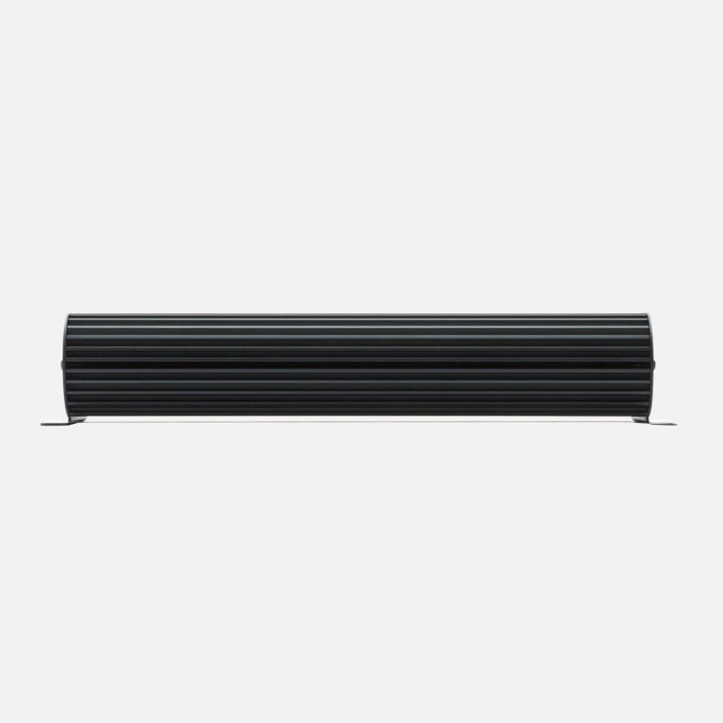 Image of Redarc Manager30 battery management system in black ribbed aluminum housing, side profile view showing cylindrical shape and mounting brackets on white background