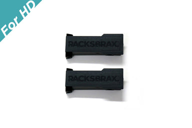 Image of RacksBrax HD double cover for hitch body in black plastic, set of two pieces, top view on white background.