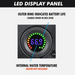 Image of the RinseKit's LED display panel, showing an outer ring that indicates battery life with green, yellow, and red zones, and an internal digital display showing "66.9" representing water temperature