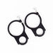 Two black RollPaX mounting rings with silver screws, lying on a white background.