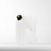Image of RotopaX 1.75 gallon white water container with black cap and yellow spout, angled side view on white background.