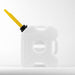 Image of RotopaX 1.75 gallon white water container with extended yellow pour spout and black cap, front-facing view on white background.