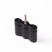 Image of black ergonomic mounting knob with threaded metal stud, wavy grip design, angled front view on white background.