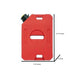 Image of RotopaX 1 Gallon Gasoline fuel container, red compact can with black spout cap and printed dimensions, front view on white background.