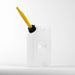 Image of RotopaX 1 Gallon Water container, white durable can with angled yellow pour spout and black cap, angled front and side view on white background.