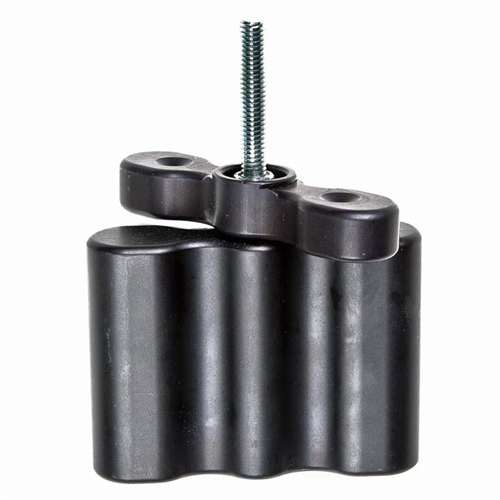 Image of RotopaX 3-gallon extension mount, black molded plastic spacer with centered threaded bolt, front-facing view on white background.